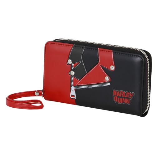 DC Comics Harley Quinn Geldbörse, Schwarz, 15 Fächer, Motorrad-Design, Kunstleder, Unisex-Jugendliche von KARACTERMANIA