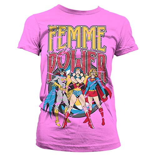 Wonder Woman Femme Power Damen T-Shirt Offiziell Lizenziert (Pink, L) von DC Comics