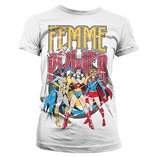 Wonder Woman Femme Power Damen T-Shirt Offiziell Lizenziert (Weiß, XXL) von DC Comics