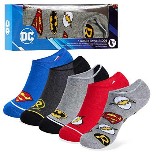 DC Comics Socken für Kinder 5er-Pack Batman Superman Sneaker Socken Jungen und Mädchen (30-35, Mehrfarbig) von DC Comics