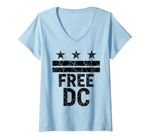 Damen Free DC Washington DC Statehood Chancengleichheit Stimmrecht März T-Shirt mit V-Ausschnitt Damen Free DC Washington DC Statehood Chancengleichheit Stimmrecht März T-Shirt mit V-Ausschnitt von DC Freedom Statehood Apparel