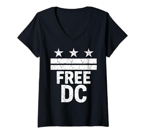 Damen Free DC Washington DC Statehood Chancengleichheit Stimmrecht März T-Shirt mit V-Ausschnitt Damen Free DC Washington DC Statehood Chancengleichheit Stimmrecht März T-Shirt mit V-Ausschnitt von DC Freedom Statehood Apparel