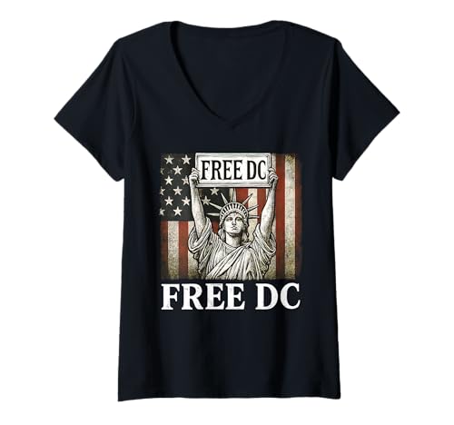 Damen Free DC Washington DC Statehood Chancengleichheit Stimmrecht März T-Shirt mit V-Ausschnitt Damen Free DC Washington DC Statehood Chancengleichheit Stimmrecht März T-Shirt mit V-Ausschnitt von DC Freedom Statehood Apparel