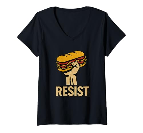 Damen Widerstehen Sie dem DC Sandwich Guy Meme T-Shirt mit V-Ausschnitt Damen Widerstehen Sie dem DC Sandwich Guy Meme T-Shirt mit V-Ausschnitt von DC Sandwich Guy Resist Tee