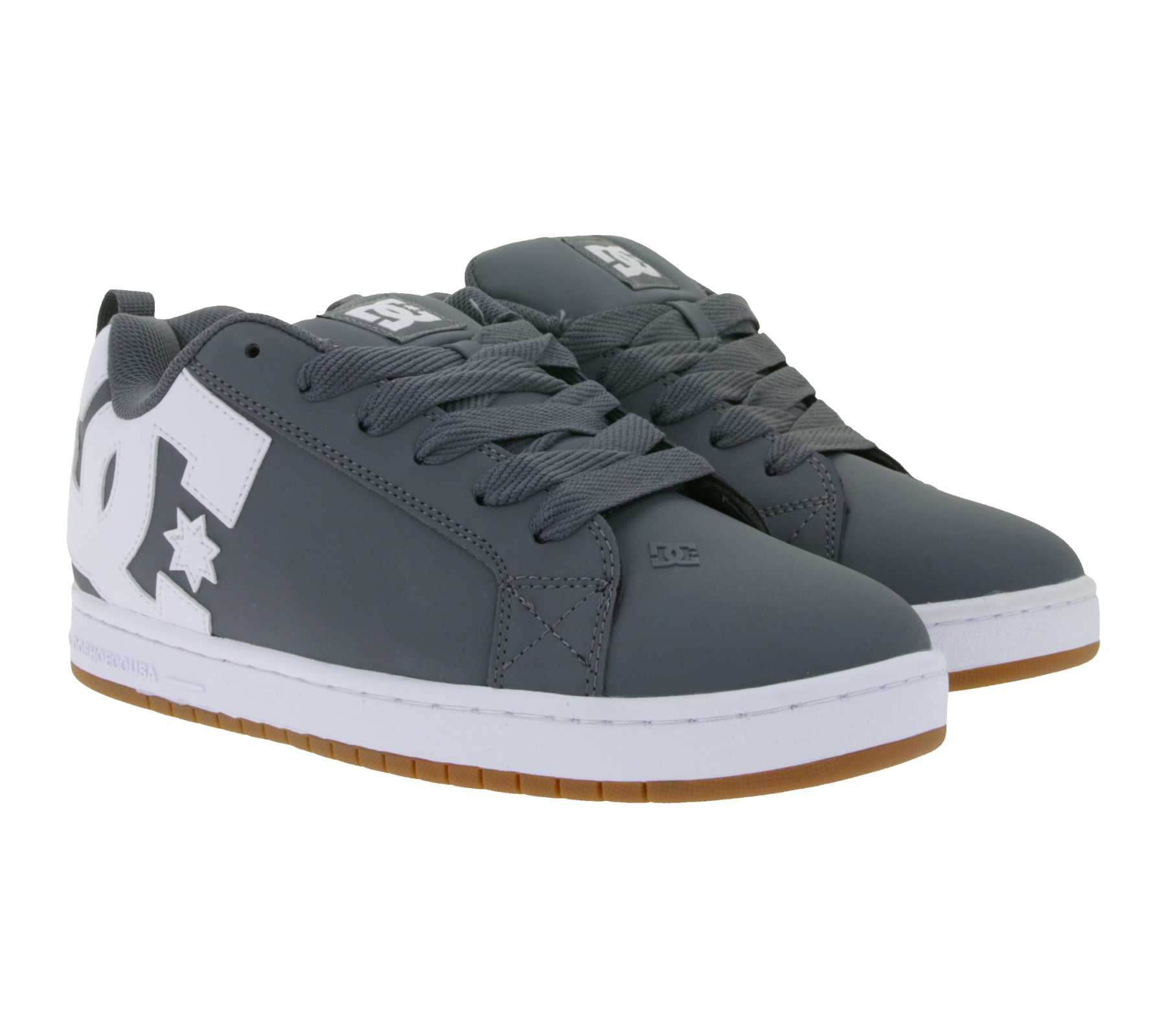DC Court Graffik Herren Low Top Sneaker Skate-Schuhe mit Belüftungslöcher Echtleder-Schuhe 300529 Grau von DC Shoes