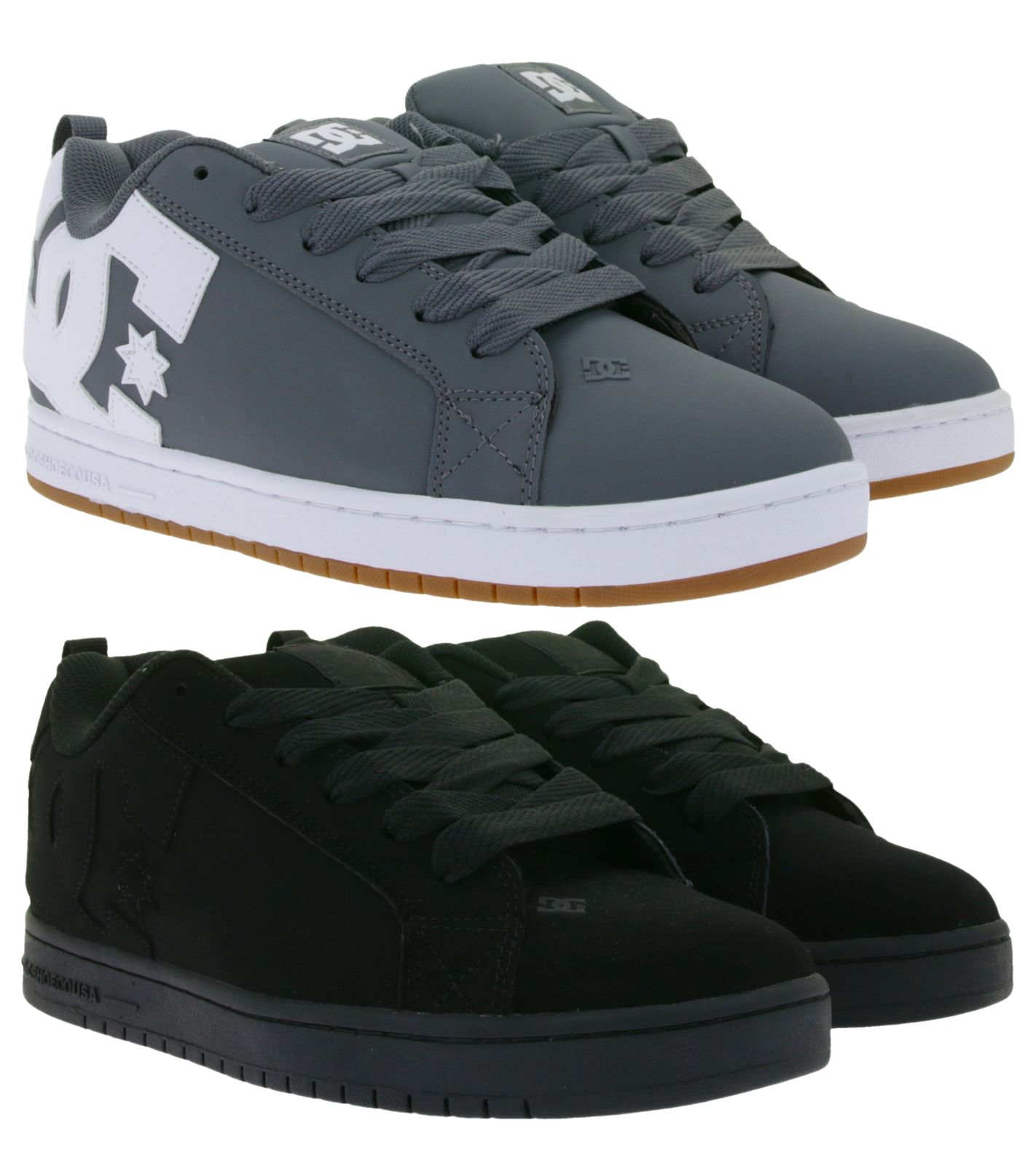 DC Court Graffik Herren Low Top Sneaker Skate-Schuhe mit Belüftungslöcher Echtleder-Schuhe 300529 in Grau oder Schwarz von DC Shoes