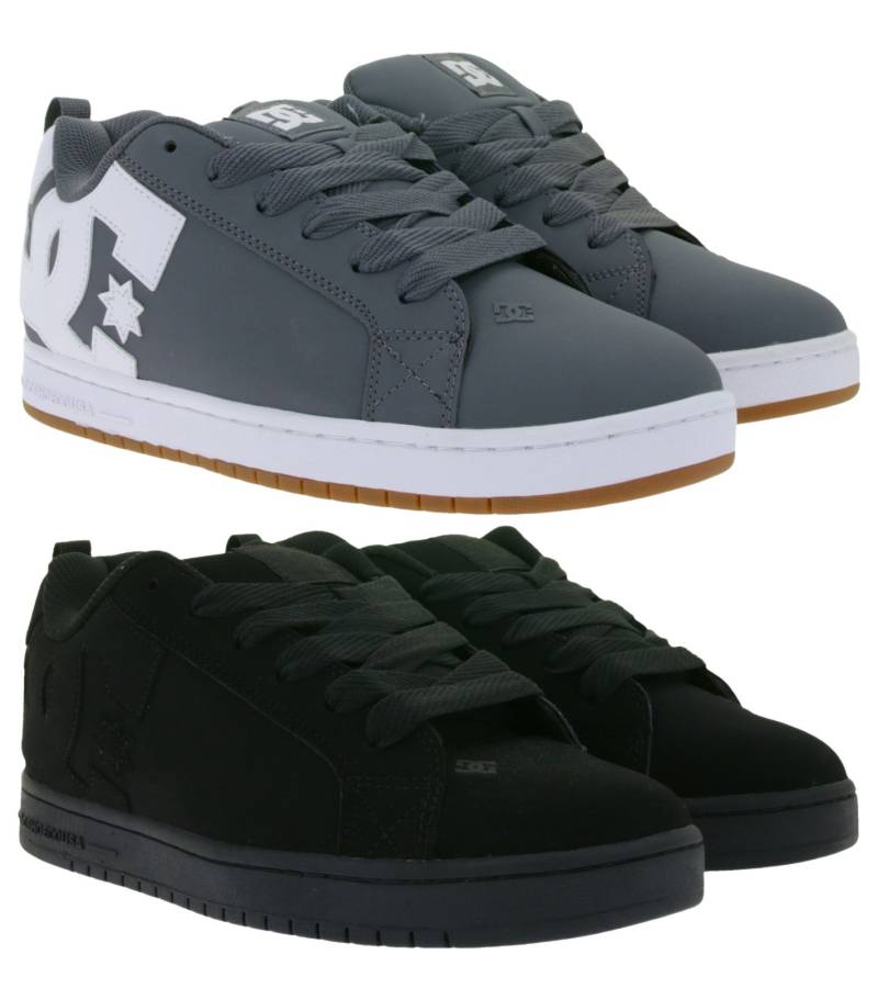DC Court Graffik Herren Low Top Sneaker Skate-Schuhe mit Belüftungslöcher Echtleder-Schuhe 300529 in Grau oder Schwarz von DC Shoes