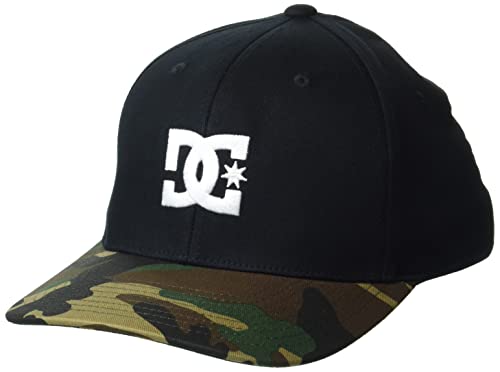 DC Herren Cap Star Flexfit Mütze mit gebogener Krempe Baseballkappe, Schwarz/Camoufalge, S/M von DC