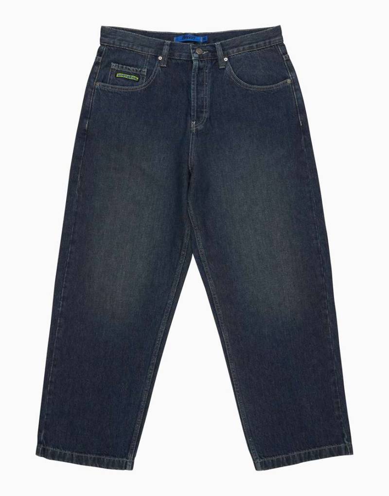 DC Shoes - Worker - Weite Jeans aus dunklem Denim mit doppeltem Design-Blau von DC Shoes