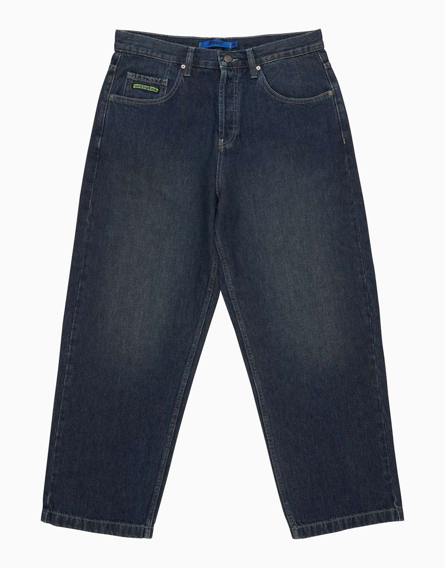 DC Shoes - Worker - Weite Jeans aus dunklem Denim mit doppeltem Design-Blau von DC Shoes