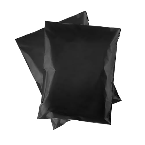 Schwarze Versandtaschen aus Polyethylen, flexible Pakettaschen mit selbstschließendem Verschluss, leicht (40 x 55 cm), 100 Stück von DC VOLTAGE