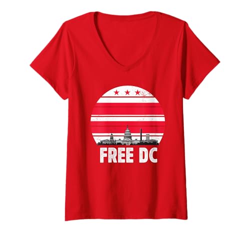 Damen Kostenlose rote Farbe des DC Washington D.C. Capitol Hill T-Shirt mit V-Ausschnitt von DC Washington Apparel Souvenir