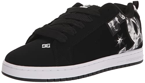 DC Herren Court Graffik Casual Low Top Skateschuh Sneaker Skate-Schuh, Schwarz/Mehrfarbig/weiß, 38 EU von DC