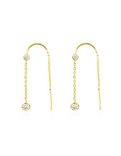 Damen & Kinder kette zirkone 4 mm Ohrstecker - Gelbgold 9 Karat (375) - Geschenkbox - Garantiezertifikat von DCB