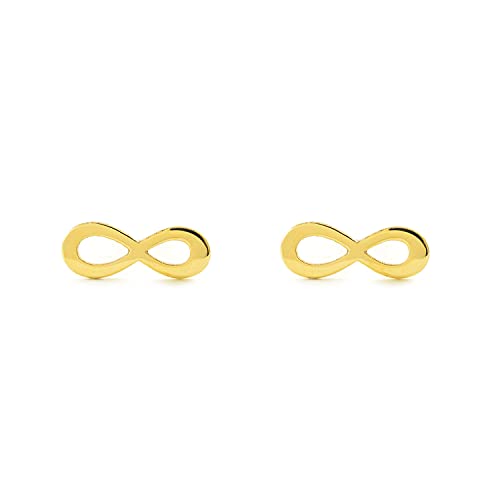 Ohrringe Gold Unendlichkeit klein glatt (9 Karat) - Geschenkbox - Garantiezertifikat von Monde Petit