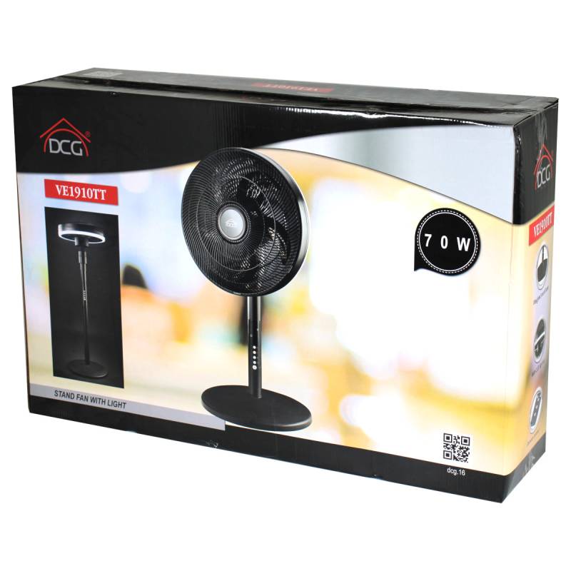 DCG VE1910TT Standventilator mit Licht Ventilator 135 cm Ø 40 cm Schwarz von DCG