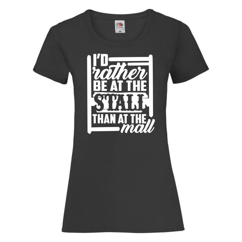 Id Rather Be At The Stall Than Mall Womens Ladyfit T Shirt Horse Riding Jumping Equestrian Top von DCGPRINTWEAR