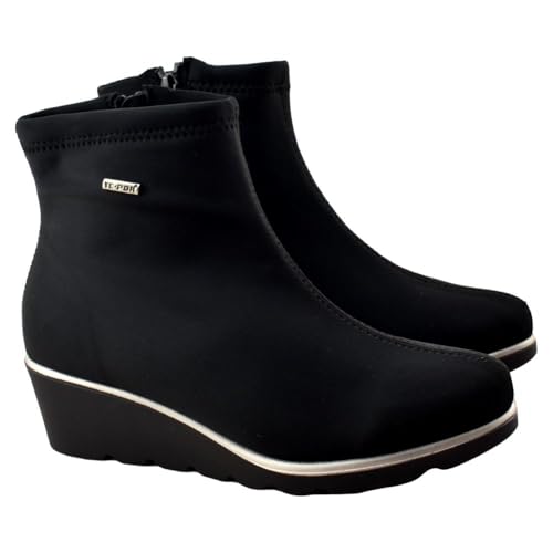 DCHICAS Wasserdichte Stiefel mit Keilabsatz und herausnehmbarer gepolsterter Innensohle, Synthetik, Schwarz , 37 EU von DCHICAS