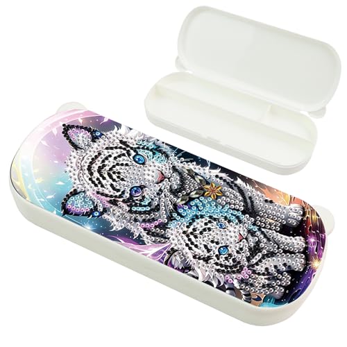 DCIDBEI Diamond Painting Stiftbox 22x8.8cm Bürobedarf Malen nach Zahlen Aufbewahrungsbox Multifunktionale Aufbewahrungsboxen Diamant Painting Bilder Stiftehalter Aufbewahrungskiste Tiger Mama von DCIDBEI