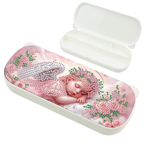 DCIDBEI Diamond Painting Stiftbox Stifthalter Bürobedarf Stift Aufbewahrung Schreibtisch Organizer Box Pinsel Schreibwaren Malstifte Aquarellstift Werkzeuge Sortierboxen Schmuckkästchen Engel Fee Elf von DCIDBEI