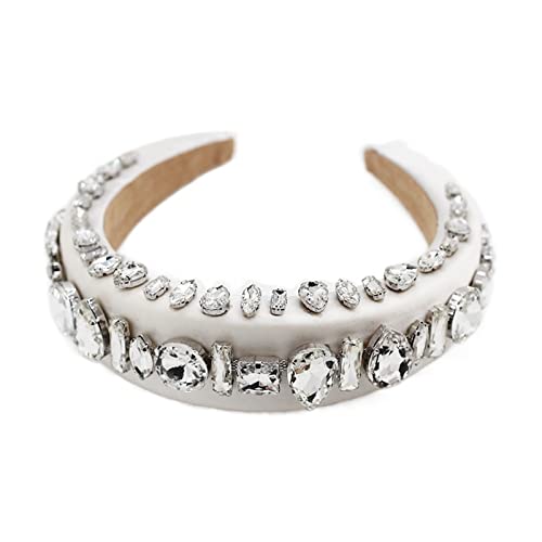 TRUSTTWO Partikelgröße Kristallschwamm-Haarband Modisches weißes dünnes Schwamm-Frühlings- und Sommer-Stirnband Damen-Edelstein-Stirnband 6 The New von DCOJUZBO