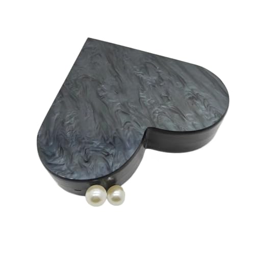 DCRYRPQES Frauen Kupplungen Acryl Abendtaschen Perlen Braut Luxus Rot Herz Party Schulter Messenger Bag Clutches(Black 1PC) von DCRYRPQES