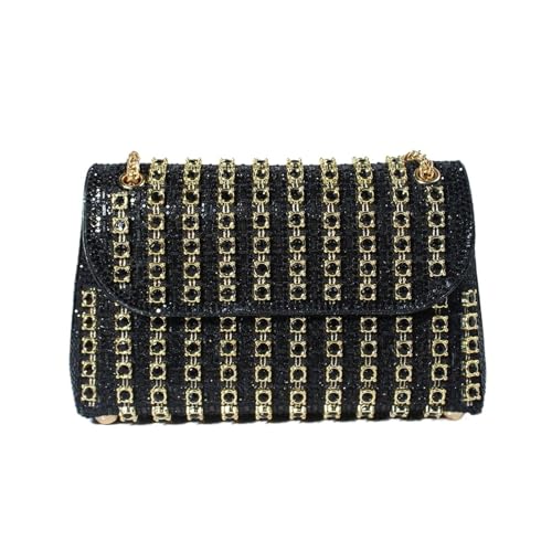 DCRYRPQES Frauen Kupplungen Diamant Handtaschen Party Abend Clutch Geldbörsen for Frauen Strass Schulter Crossbody Kette Tasche Clutches(BLACK 1PC) von DCRYRPQES