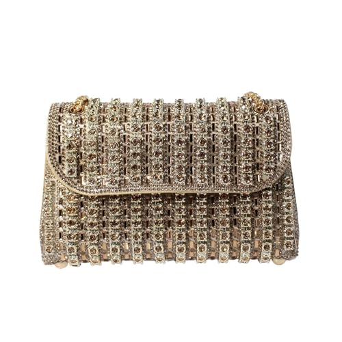 DCRYRPQES Frauen Kupplungen Diamant Handtaschen Party Abend Clutch Geldbörsen for Frauen Strass Schulter Crossbody Kette Tasche Clutches(GOLD 1PC) von DCRYRPQES