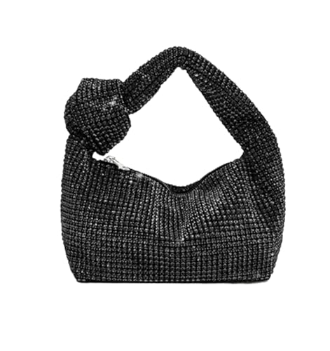 DCRYRPQES Frauen Kupplungen Griff Strass Knoten Abend Taschen Silber Kristall for Frauen Handtaschen Clutches(BLACK 1PC) von DCRYRPQES