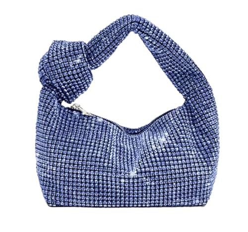 DCRYRPQES Frauen Kupplungen Griff Strass Knoten Abend Taschen Silber Kristall for Frauen Handtaschen Clutches(BLUE 1PC) von DCRYRPQES