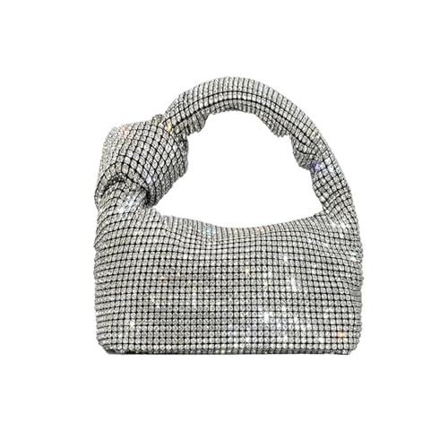 DCRYRPQES Frauen Kupplungen Griff Strass Knoten Abend Taschen Silber Kristall for Frauen Handtaschen Clutches(SILVER 1PC) von DCRYRPQES