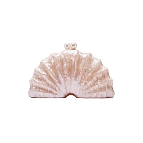 DCRYRPQES Frauen Kupplungen Shell Acryl Clutch Tasche Frauen Hochzeit Abend Party Perle Farbe Geldbörse Handtasche Sommer Clutches(Champagne color 1PC) von DCRYRPQES