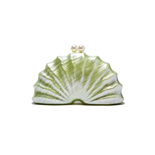 DCRYRPQES Frauen Kupplungen Shell Acryl Clutch Tasche Frauen Hochzeit Abend Party Perle Farbe Geldbörse Handtasche Sommer Clutches(GREEN 1PC) von DCRYRPQES