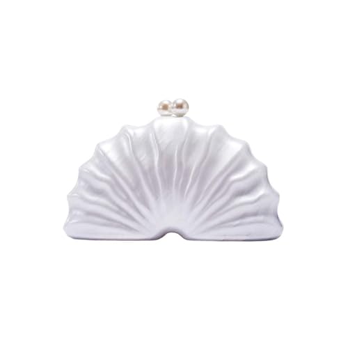 DCRYRPQES Frauen Kupplungen Shell Acryl Clutch Tasche Frauen Hochzeit Abend Party Perle Farbe Geldbörse Handtasche Sommer Clutches(WHITE 1PC) von DCRYRPQES