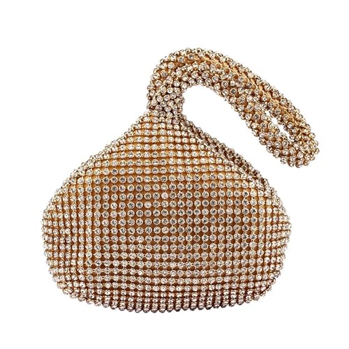 DCRYRPQES Frauen Kupplungen Weiche Strasssteine ​​Kleine Abendtaschen Diamanten Tageskupplung Reißverschlusstasche Geldbeutel Clutches(Gold small 1PC) von DCRYRPQES
