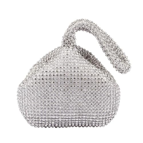 DCRYRPQES Frauen Kupplungen Weiche Strasssteine ​​Kleine Abendtaschen Diamanten Tageskupplung Reißverschlusstasche Geldbeutel Clutches(Silver small 1PC) von DCRYRPQES