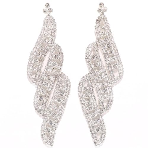 Extravagante Ohrringe 1 Stück große silberne Strass-Kronleuchter-Ohrringe for Frauen, baumelnde zierliche Kristall-Hochzeitsohrringe for Bräute, Brautjungfern, einfach Extravagante Ohrringe 1 Stück große silberne Strass-Kronleuchter-Ohrringe for Frauen, baumelnde zierliche Kristall-Hochzeitsohrringe for Bräute, Brautjungfern, einfach von DCRYRPQES