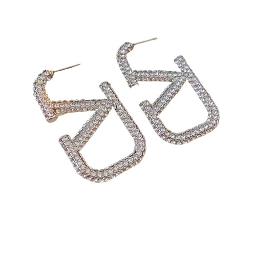 Extravagante Ohrringe Französisches Design Zirkon Buchstaben Ohrringe im europäischen und amerikanischen Stil(SILVER 1PC,M) von DCRYRPQES