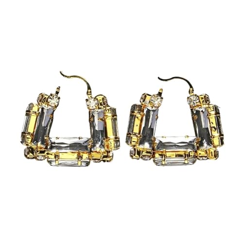 Extravagante Ohrringe Hohle Kristall Große Creolen Quadratische Damen Accessoires Geometrische Strass Statement Ohrringe(GOLD 1pc) von DCRYRPQES