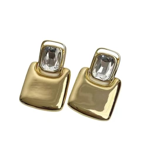 Extravagante Ohrringe Vintage Übertrieben Metall Platz Geometrische Kristall Große Ohrringe Frauen(Gold transparent 1pc) von DCRYRPQES