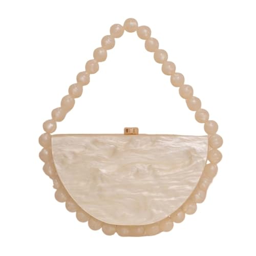 Frauen Kupplungen Modische Abendtaschen mit Acrylperlen, rund Clutches(White 1PC) von DCRYRPQES