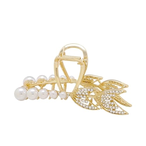 Haarklammern für Damen Große Perle Fischschwanz Haar Klaue Dünne Dicke Haar Clip Starke Große Klaue Clips Haar Styling Zubehör Geschenke for Frauen und Mädchen von DCRYRPQES