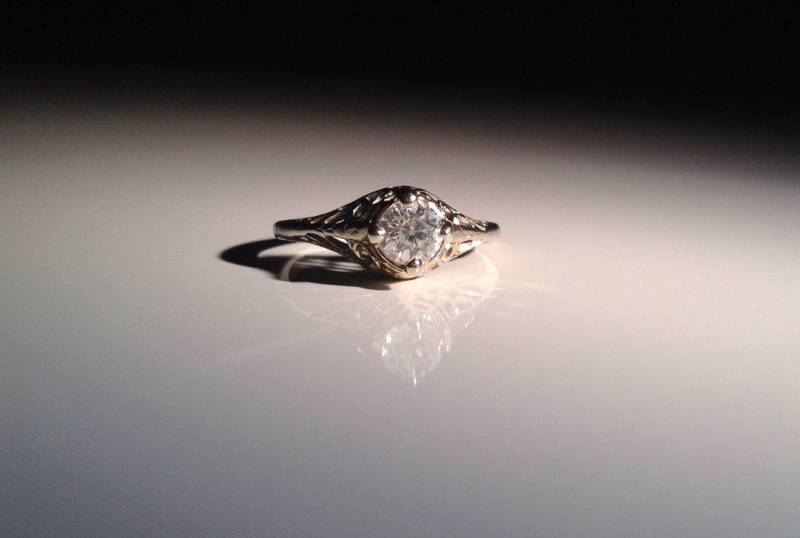 1905 18 Kt Weißgold 1/2 Karat Diamant Solitär Verlobungsring Antike Größe 6 von DCSILVERSHOP