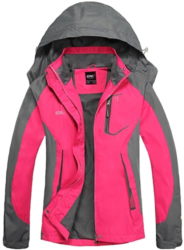 DCmount Regenjacke Damen Wasserdicht übergangsjacke damen Outdoor Wanderjacke softshelljacke für damen mit Kapuze von DCmount