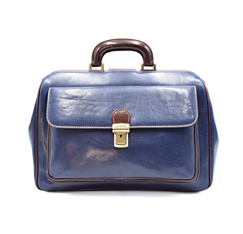 D&D - Englischer Mann Arzttasche Bicolor (Blu-Marrone) von DD Firenze