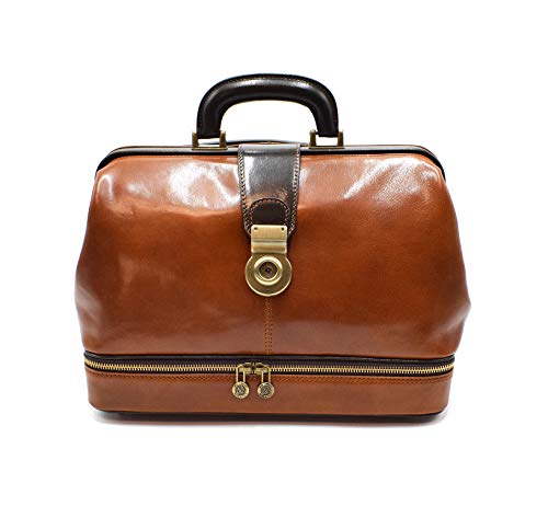 D&D - Nuovo Leder Doktortaschen - D&D0208 - zweifarbig (Miele-Testa di Moro) von DD Firenze