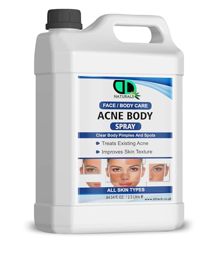 Akne-Körperspray für Gesicht und Körper – Klare Hautbehandlung, reduziert Akneausbrüche, beruhigt Irritationen, schnell einziehende und nicht fettende Formel – Männer und Frauen (5 Liter) von DD teck