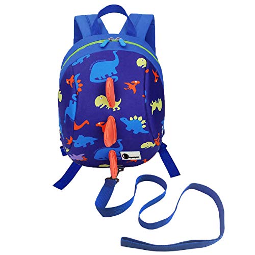 DD Rucksack Kinder Leine, Kinderrucksack Jungen Mädchen mit Brustgurt, Anti Verlorene Dino Rucksack mit Leine Kleinkind (Blue) von DD