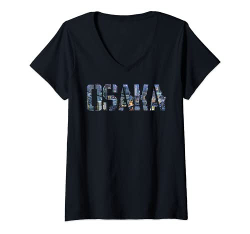 Damen Osaka Japan T-Shirt T-Shirt T-Shirt mit V-Ausschnitt von DDD City
