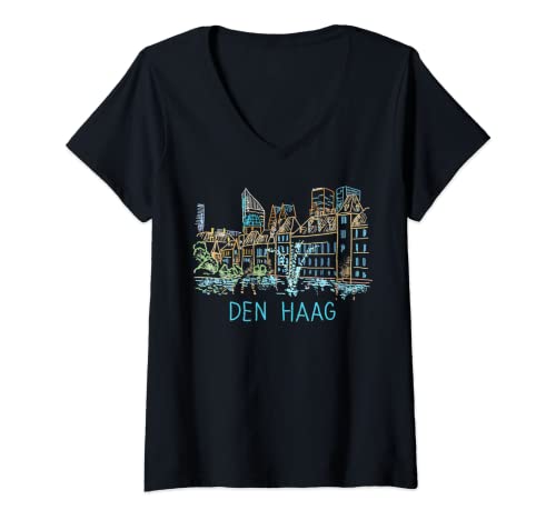 Damen The Hague City T-Shirt T-Shirt T-Shirt T-Shirt mit V-Ausschnitt von DDD City